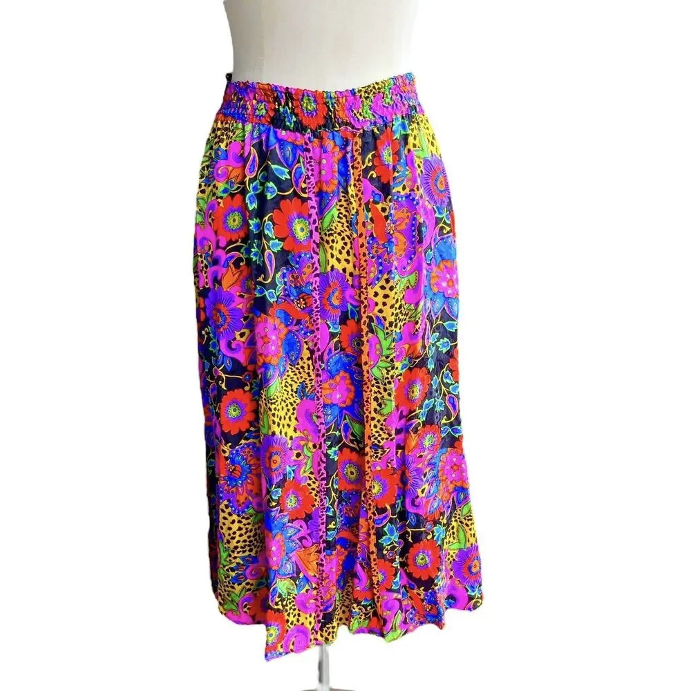 VTG DIANE FREIS 80’s Georgette Silk Top & Pleated Skirt Outfit Dolman Sleeve XL - Picture 4 of 5